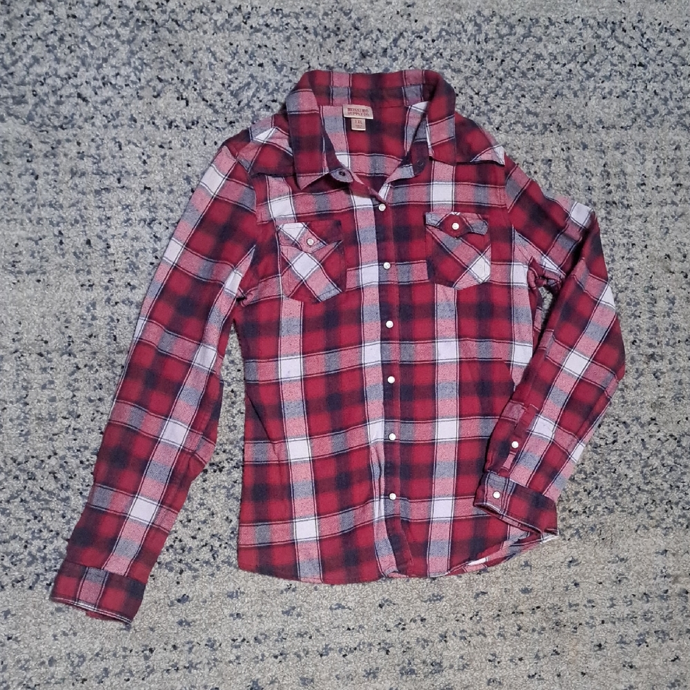 Mossimo Supply Co. Red and Black Plaid Kids Button Down Shirt
